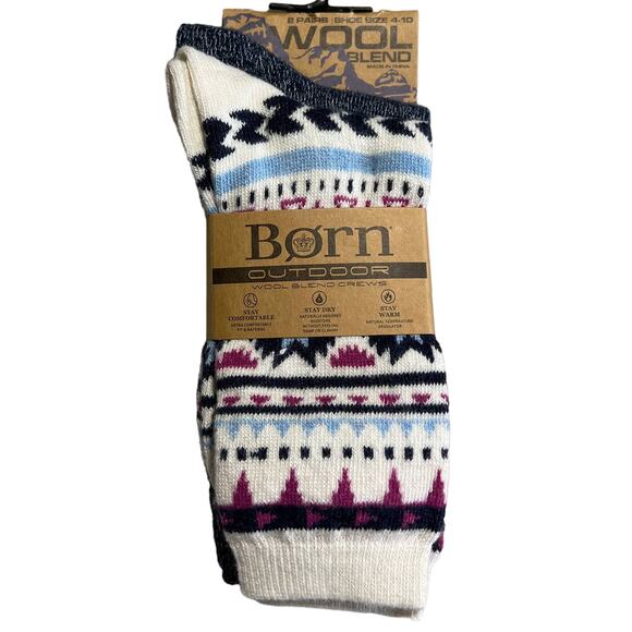 Born Outdoor 2 Pack Wool Blend Socks - Picture 1 of 4